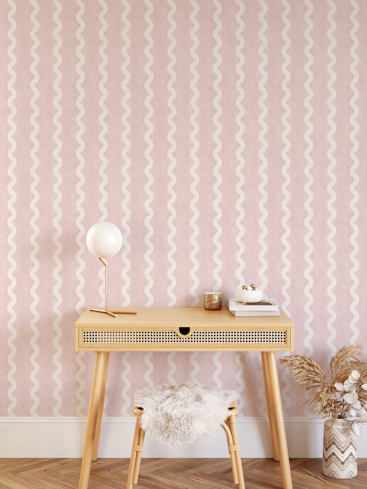 Minimalist Linen Wave Stripe Wallpaper