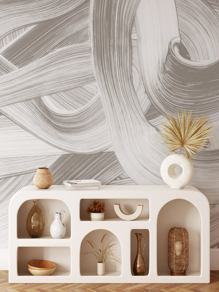 Modern Abstract Minimalist Textured Lines Mural