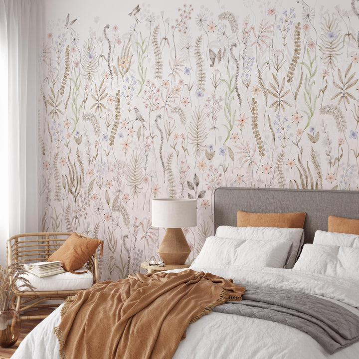 Foggy Wildflower Garden Mural