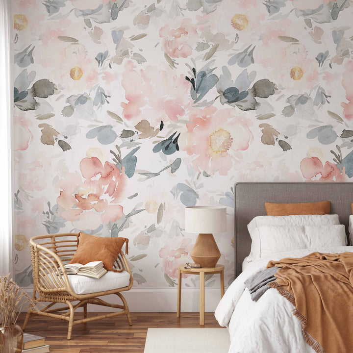 Harper Mural| Large Scale Floral Bouquet Girl Nursery Wallpaper
