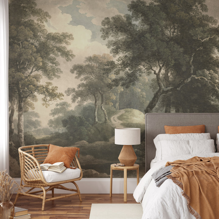 Dark Antique Woodland Trail Mural