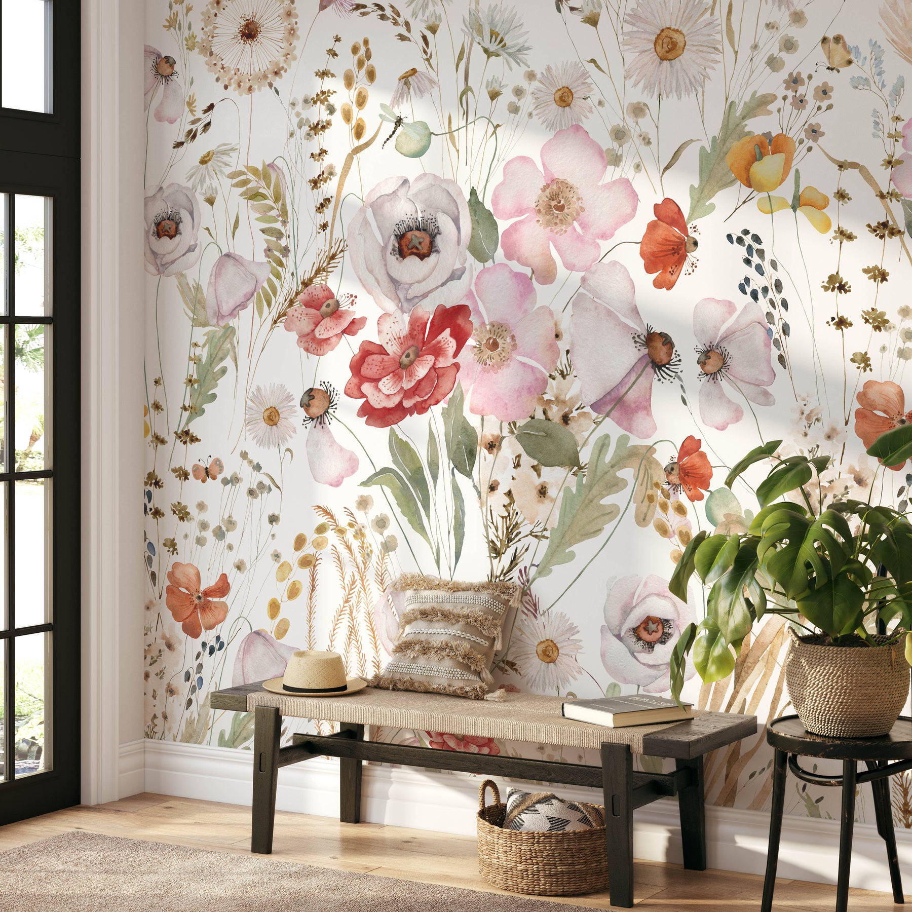 Romantic Floral Bouquet Mural – Koko Art Shop