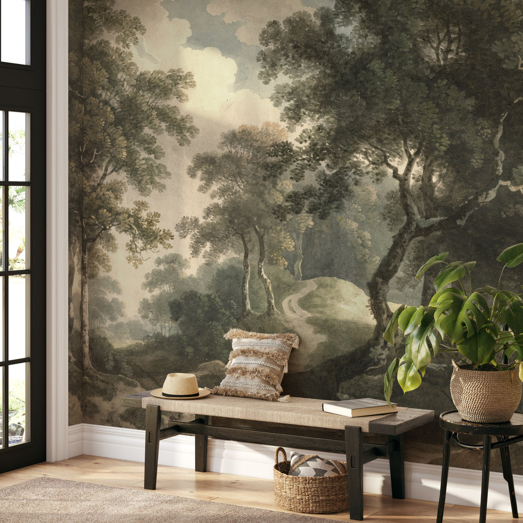 Dark Antique Woodland Trail Mural