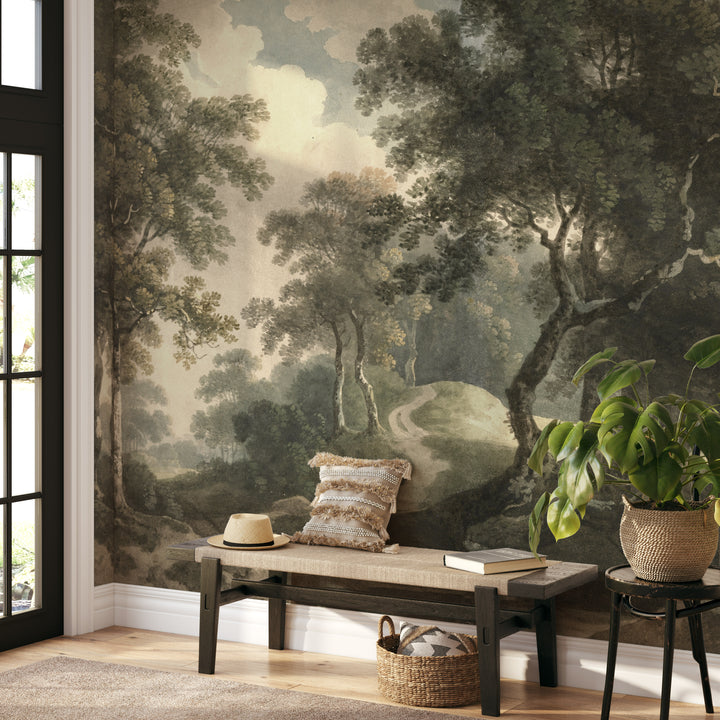 Dark Antique Woodland Trail Mural