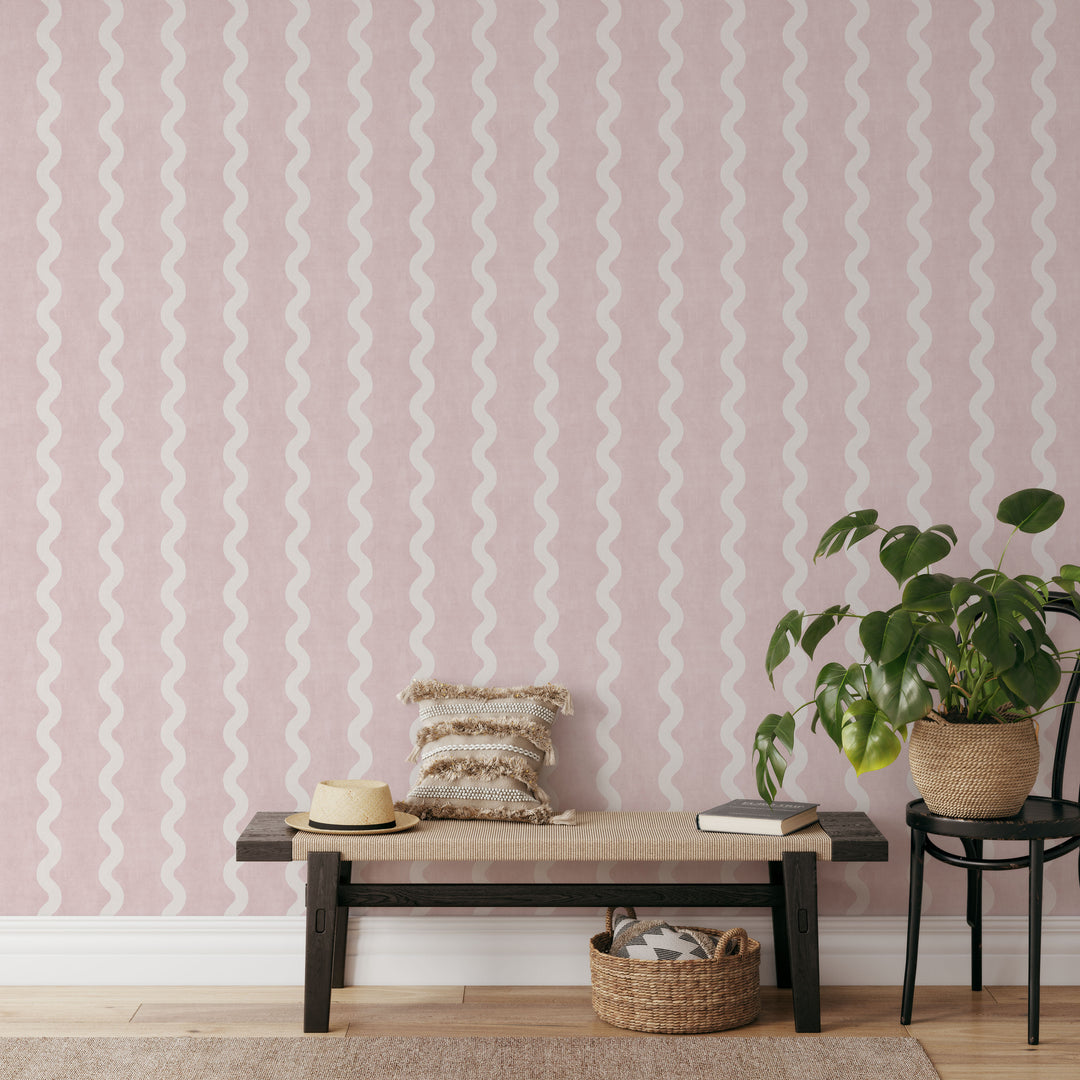 Minimalist Linen Wave Stripe Wallpaper