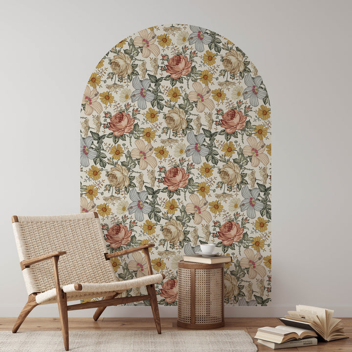 Vintage Floral Arch Wall Decal