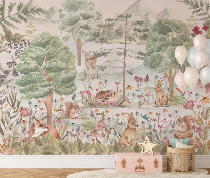 Mural del bosque dulce y soñador