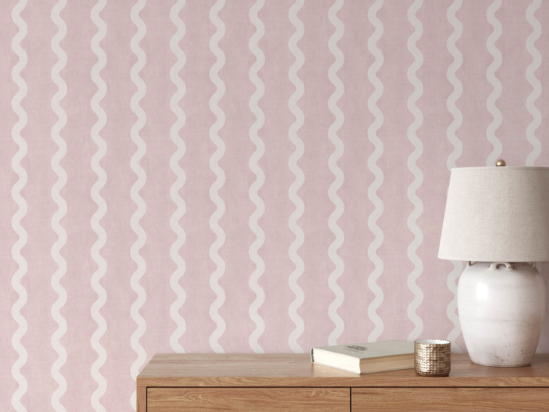 Minimalist Linen Wave Stripe Wallpaper