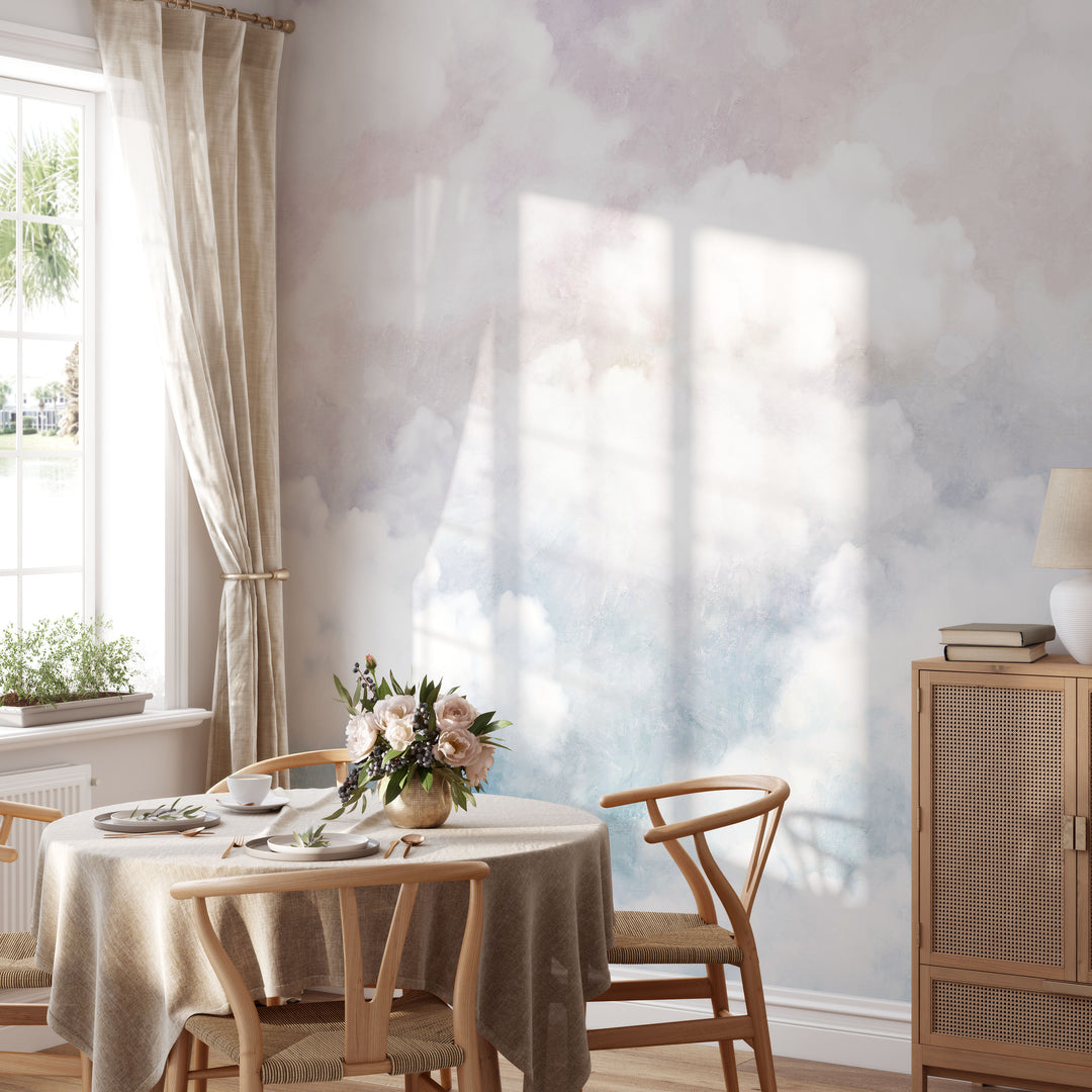 Oil Paint Pastel Sunset Tender Clouds Mural