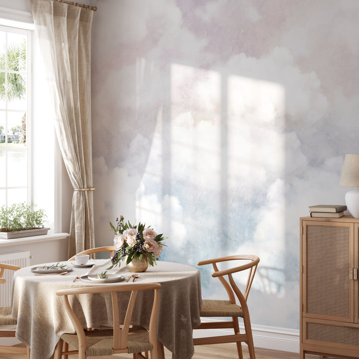 Oil Paint Pastel Sunset Tender Clouds Mural