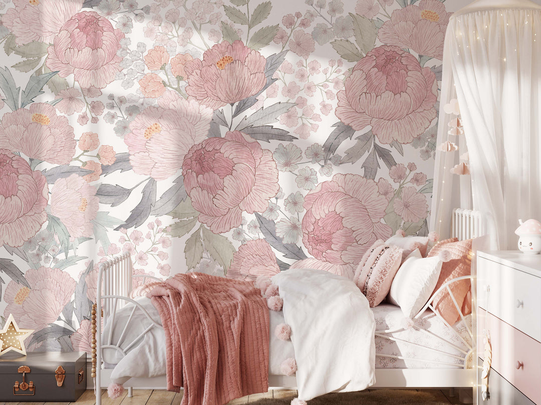 Paula with Flowers Wallpaper Mural