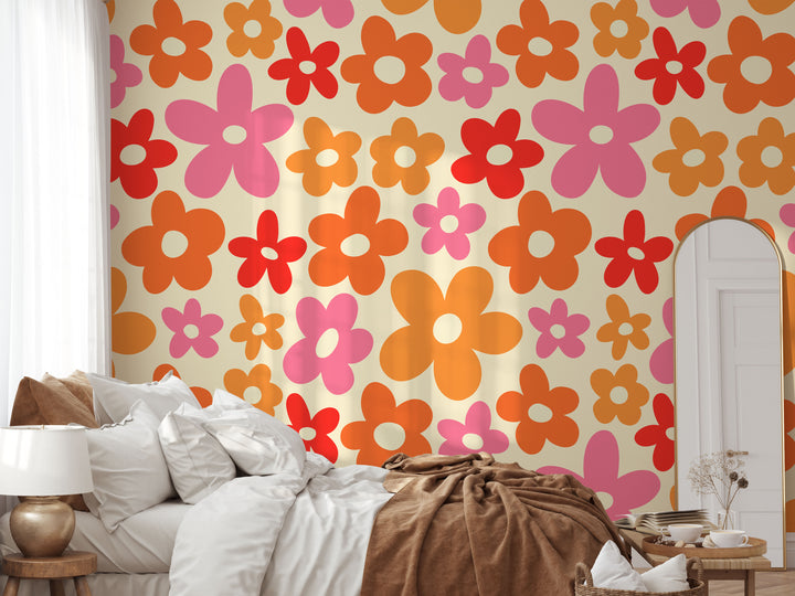 Happy Retro Flower Mural