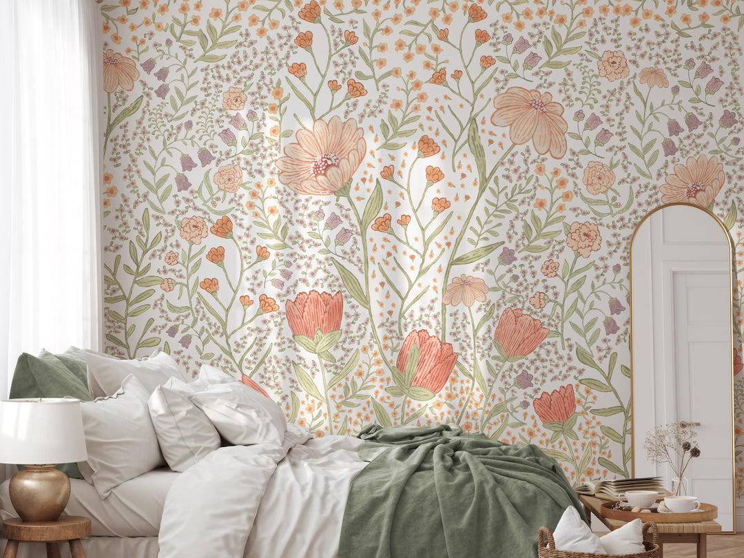 Boho Floral Meadow Mural