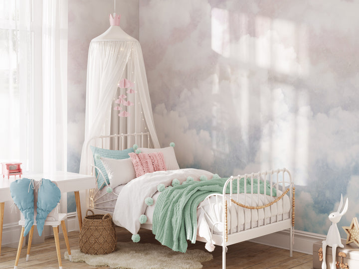 Oil Paint Pastel Sunset Tender Clouds Mural