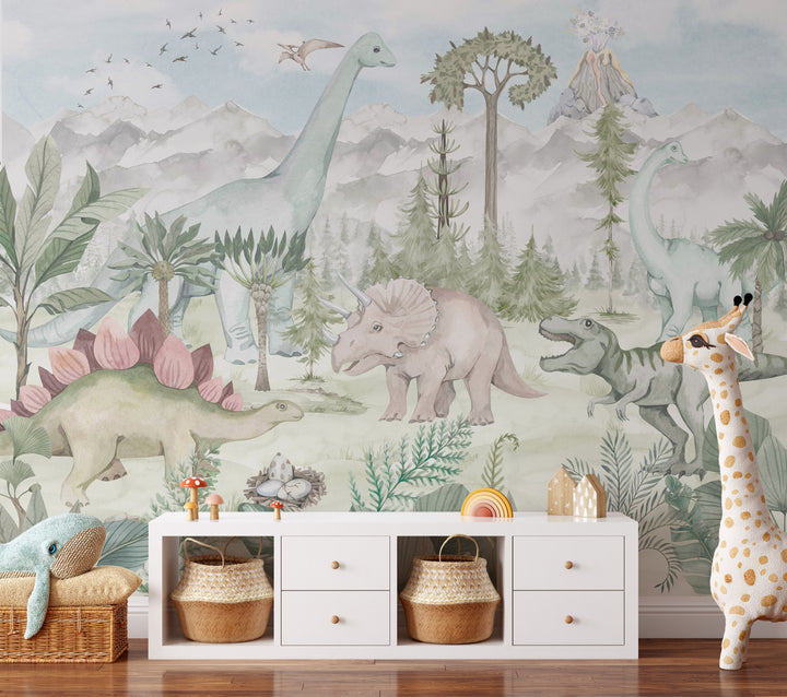 Magical Dinosaur Forest Wallpaper Mural