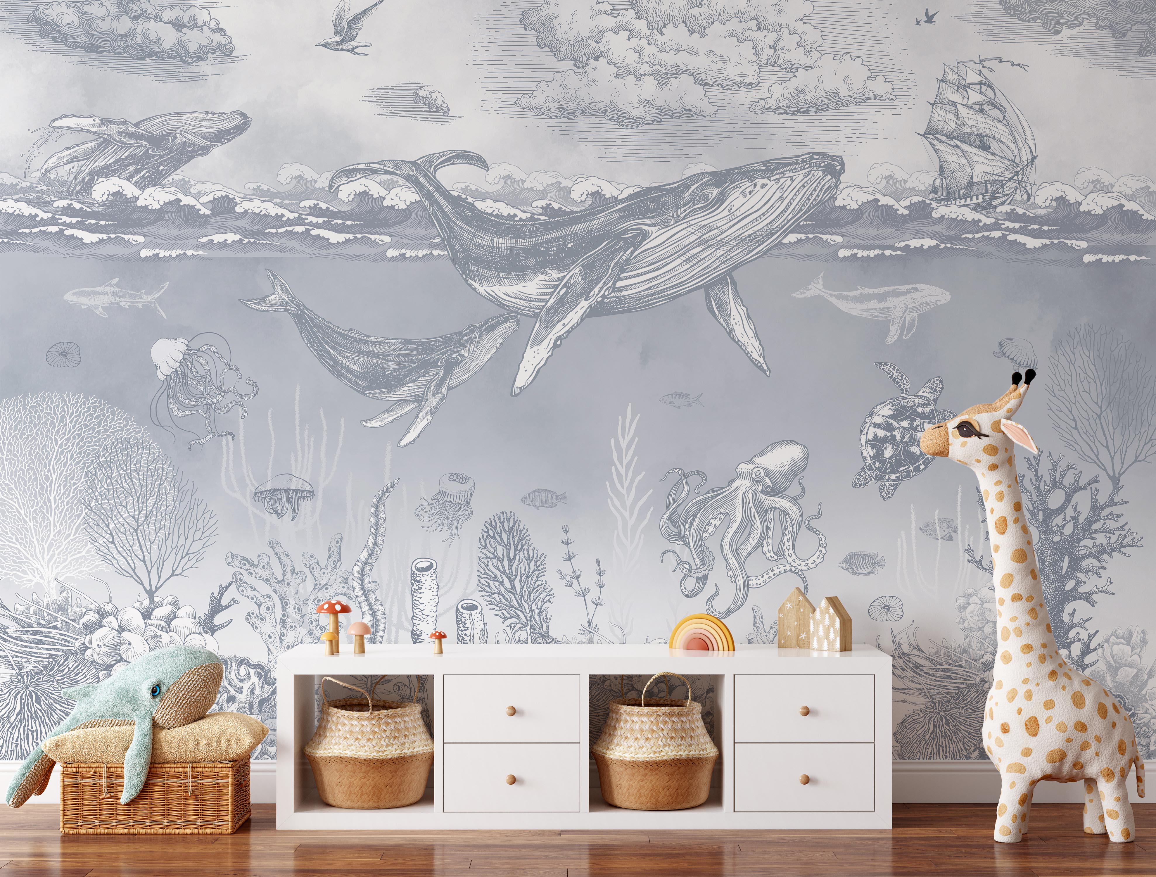 Vintage Ocean Wallpaper Mural – Koko Art Shop