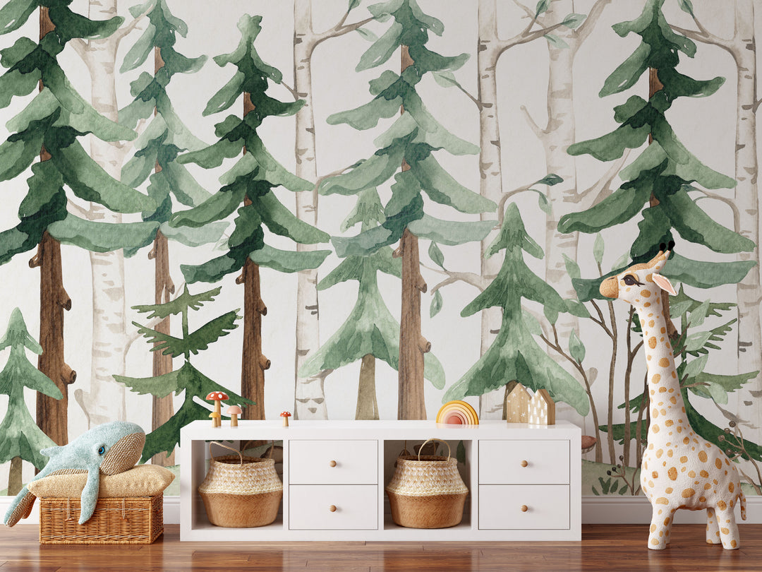 Woodland Watercolor Mural