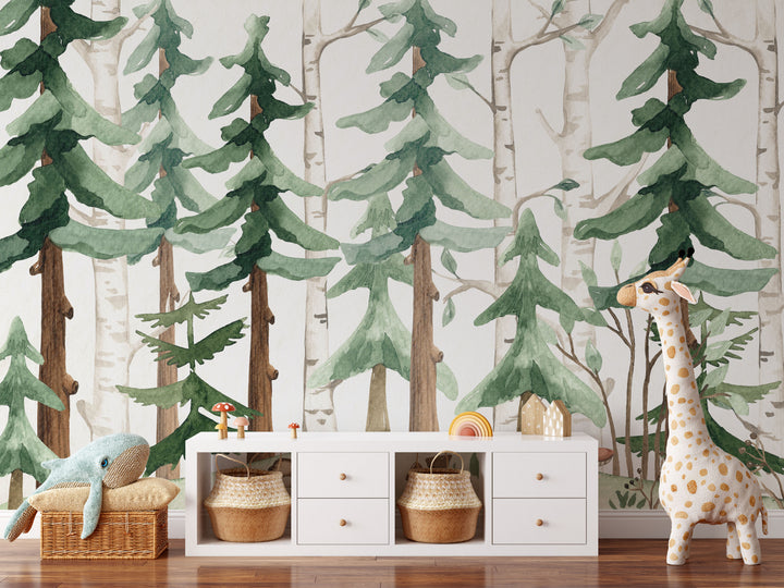 Woodland Watercolor Mural