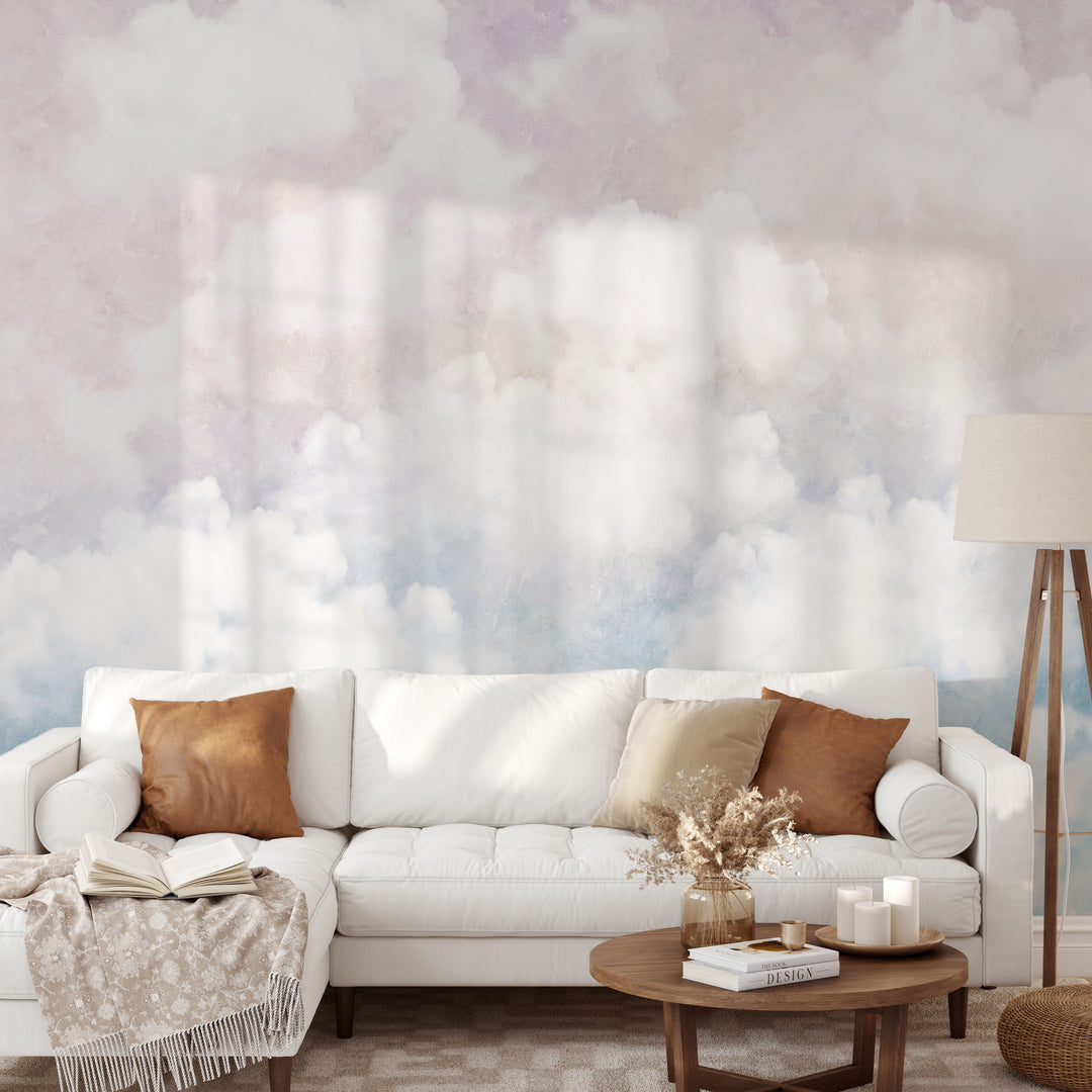 Oil Paint Pastel Sunset Tender Clouds Mural