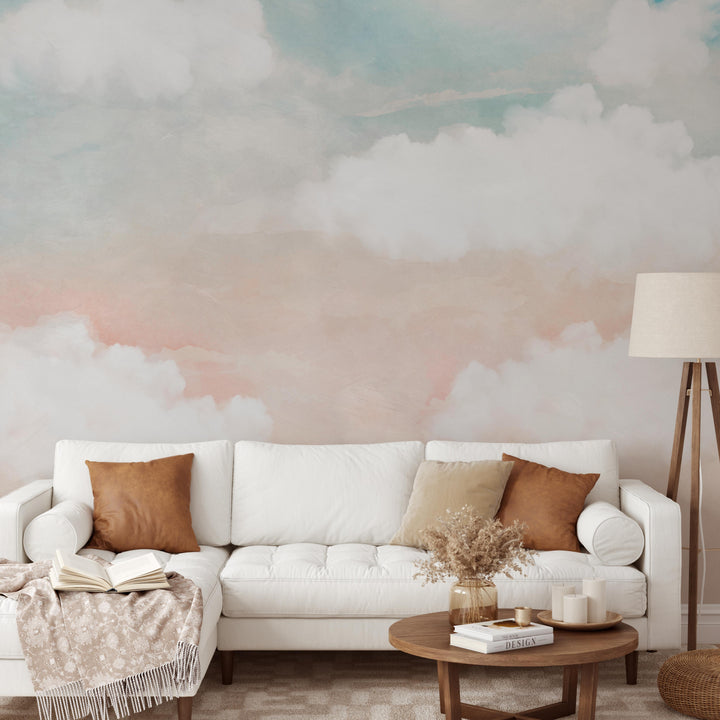 Abstract Clouds in Blush and Blue