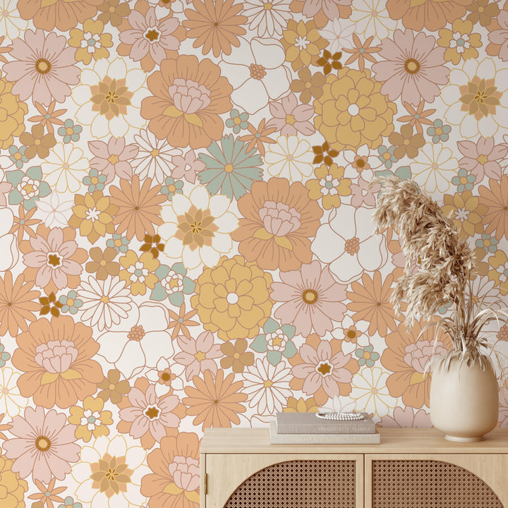 Vintage Floral Retro Mural