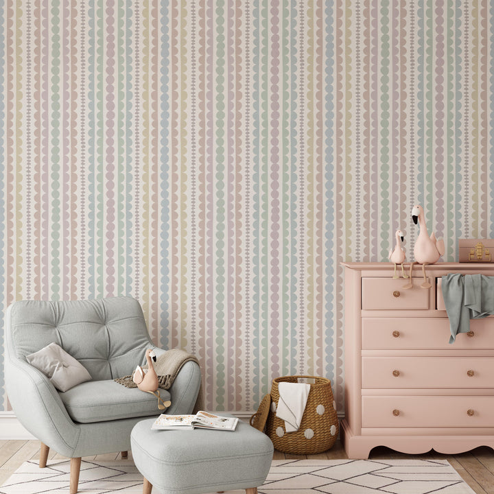 Pebble Ribbon Stripe Wallpaper