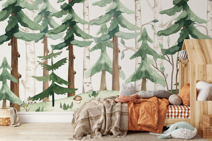 Woodland Watercolor Mural
