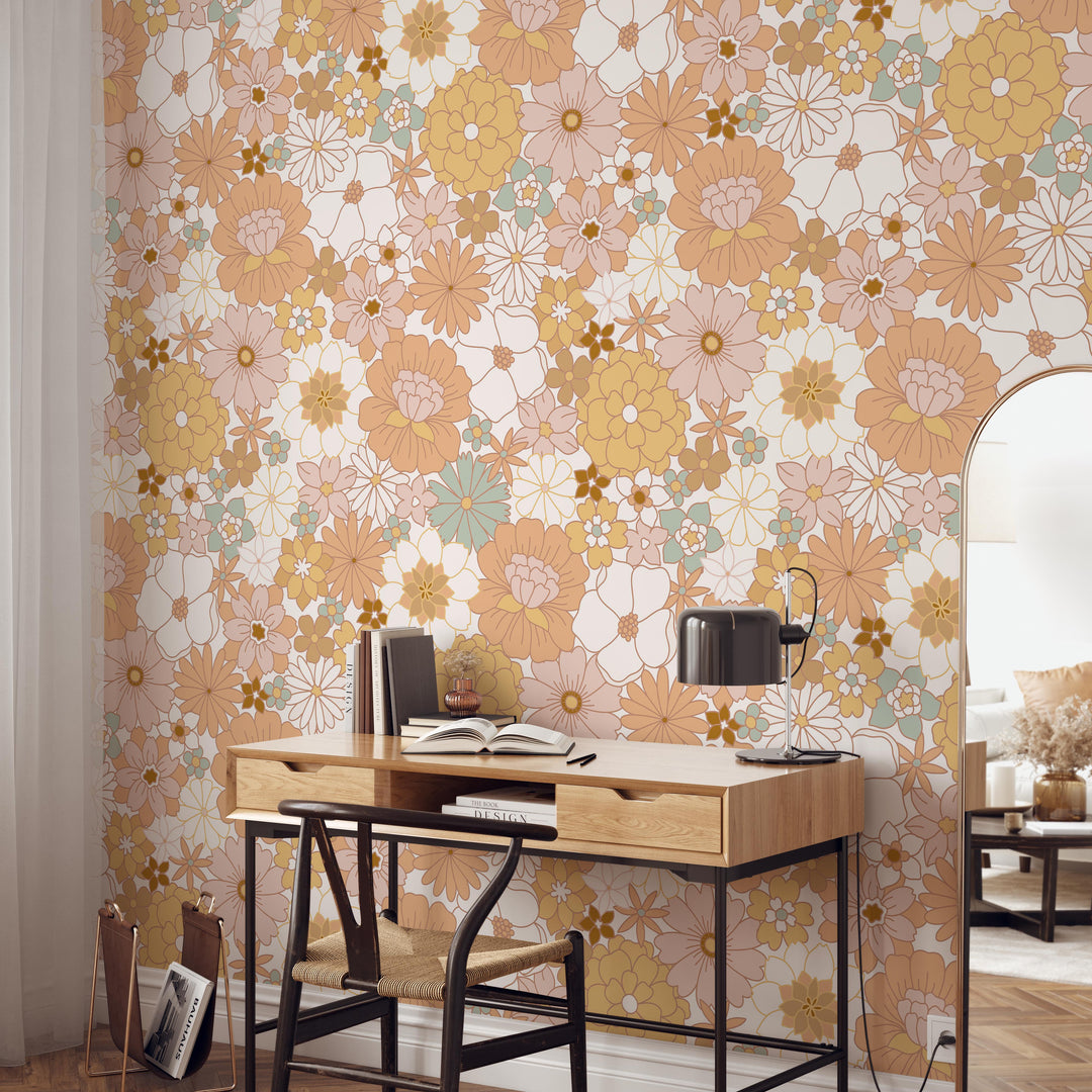 Vintage Floral Retro Mural