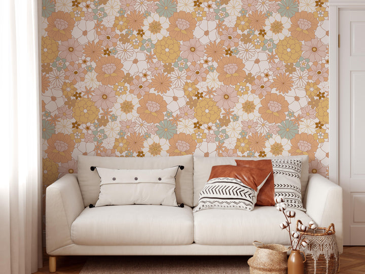 Vintage Floral Retro Mural