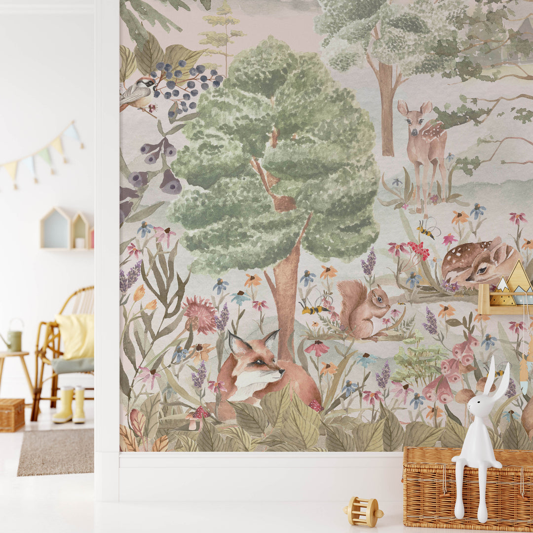 Mural del bosque dulce y soñador