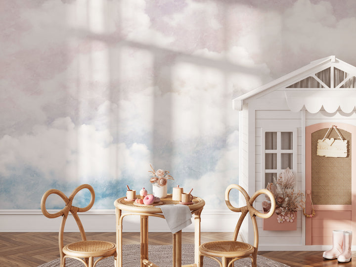 Oil Paint Pastel Sunset Tender Clouds Mural