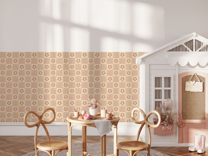 Boho Checker Flower Vinyl Tile Decal Stickers Pack
