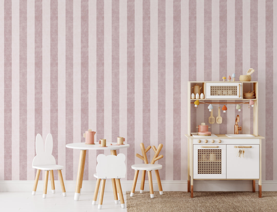 Vintage Scallop 3 Stripe Wallpaper