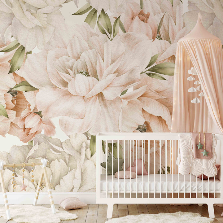 Boho Peony in Blush Wallpaper Mural