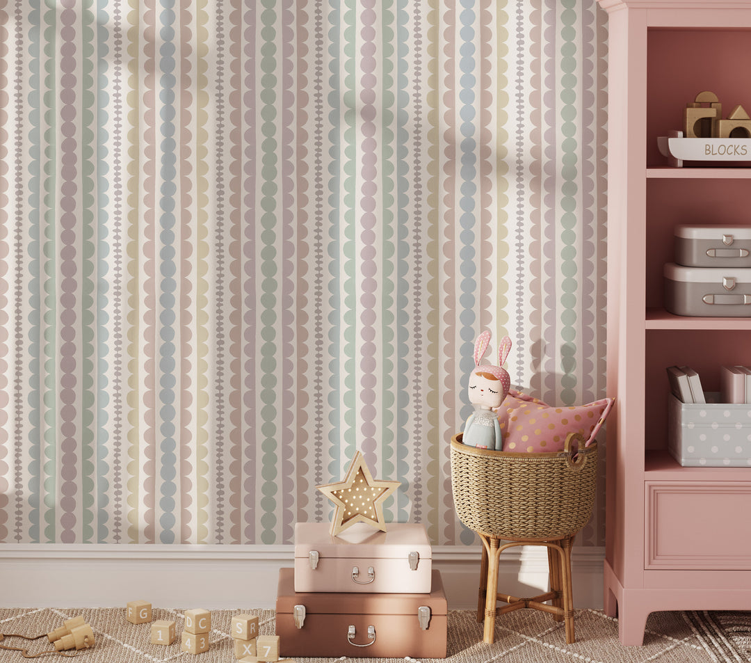 Pebble Ribbon Stripe Wallpaper
