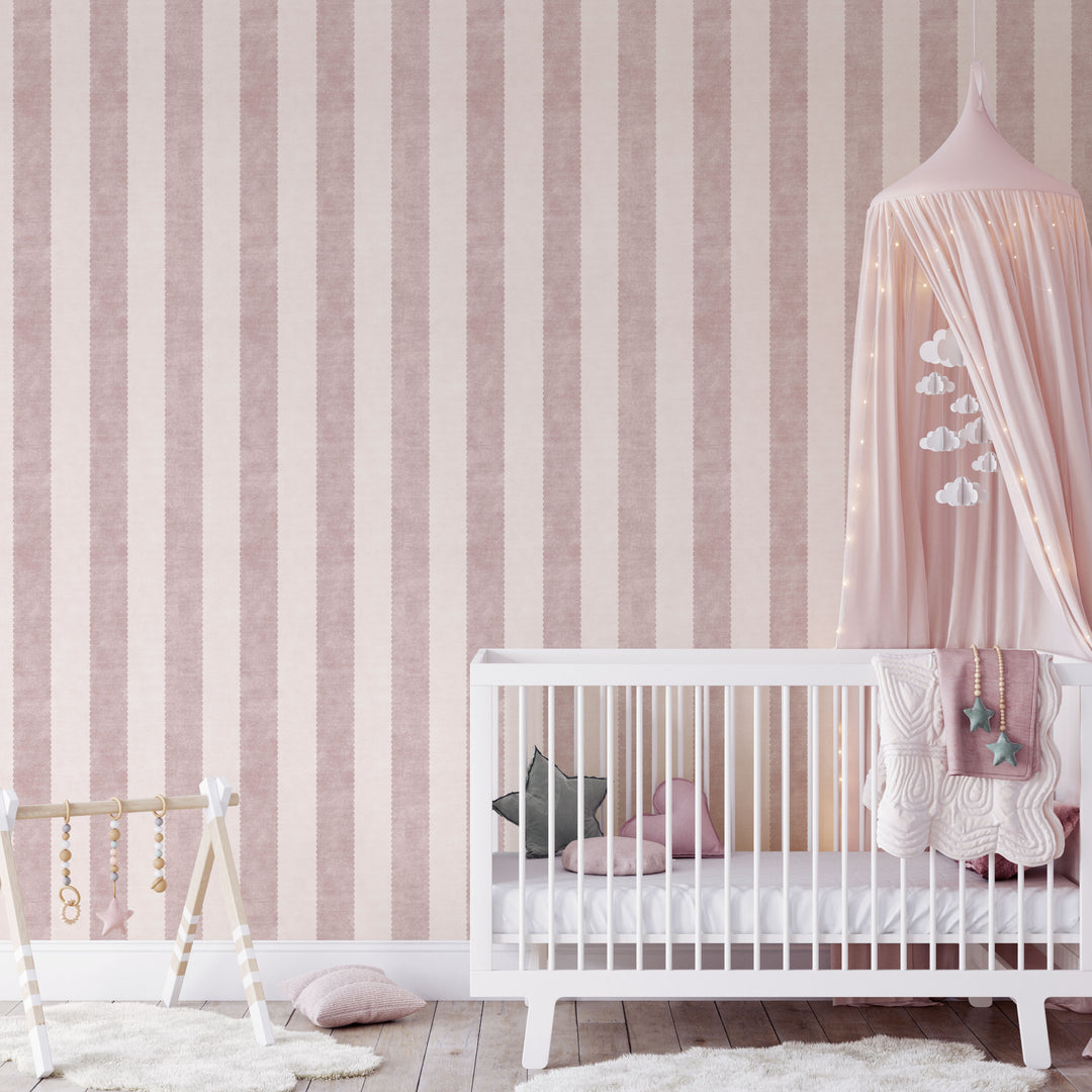 Vintage Scallop 3 Stripe Wallpaper