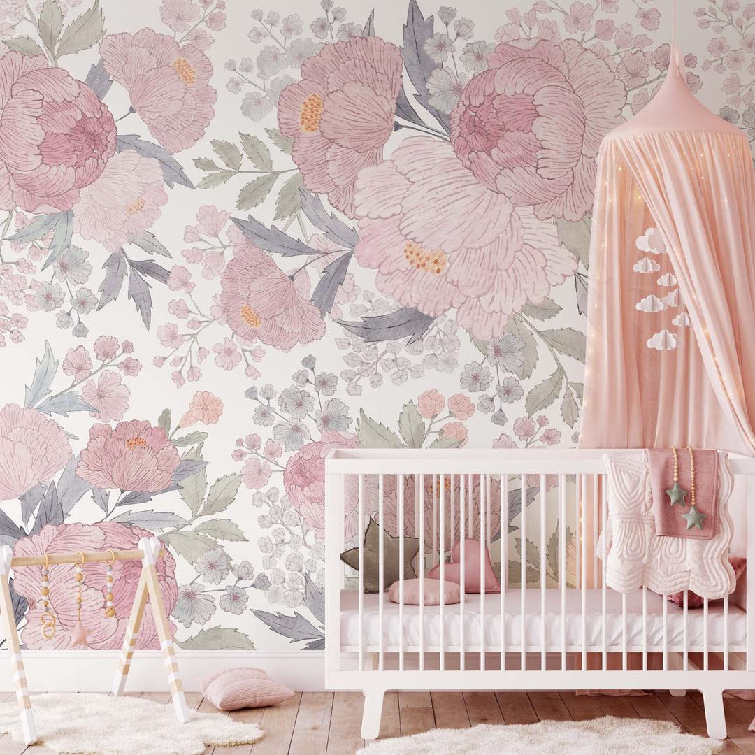 Penelope with Flowers Wallpaper Mural