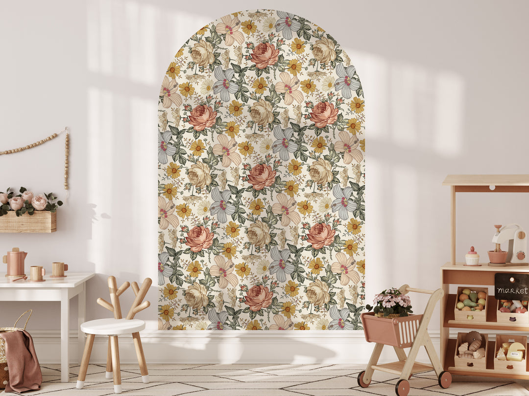 Vintage Floral Arch Wall Decal