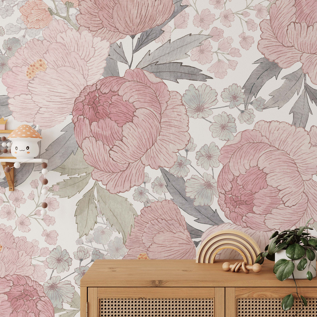 Paula with Flowers Wallpaper Mural