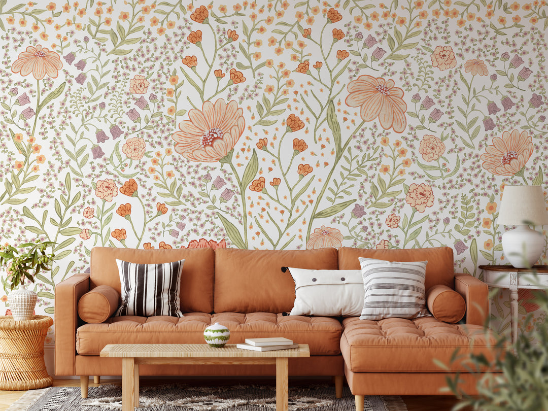 Boho Floral Meadow Mural