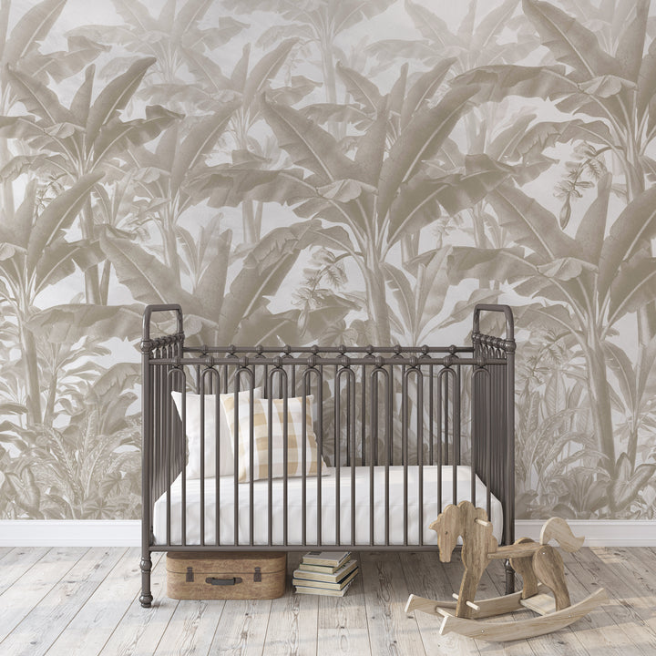 Tropical Vintage Mural in Neutral