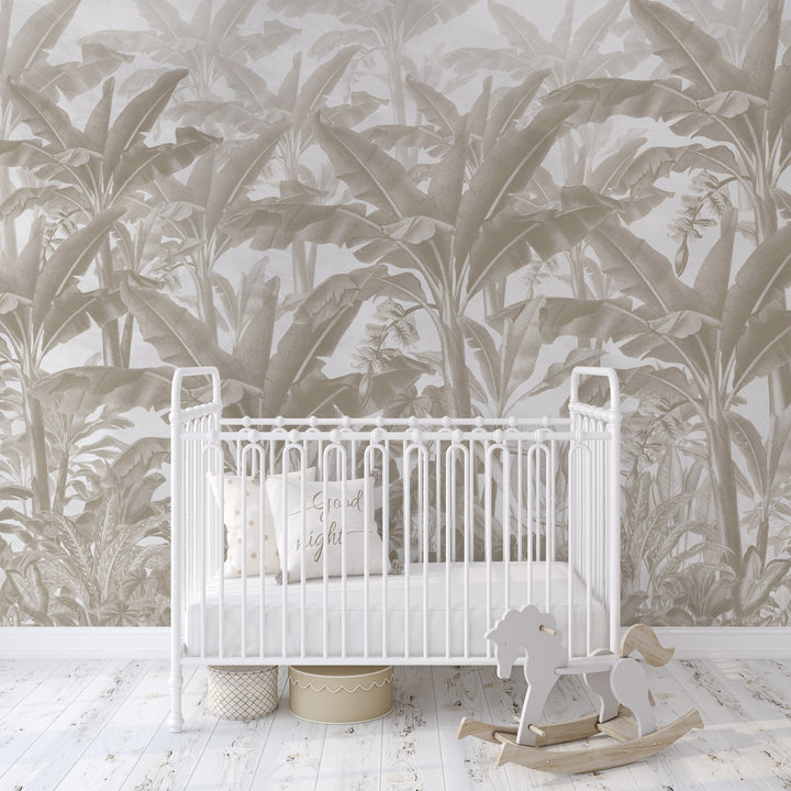 Tropical Vintage Mural in Neutral