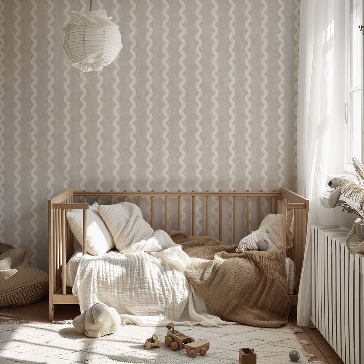 Minimalist Linen Wave Stripe Wallpaper