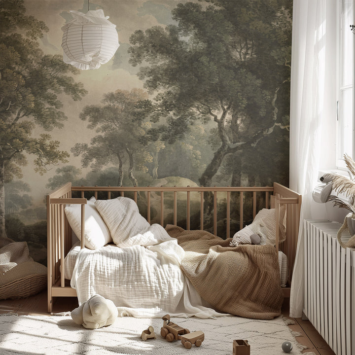 Dark Antique Woodland Trail Mural