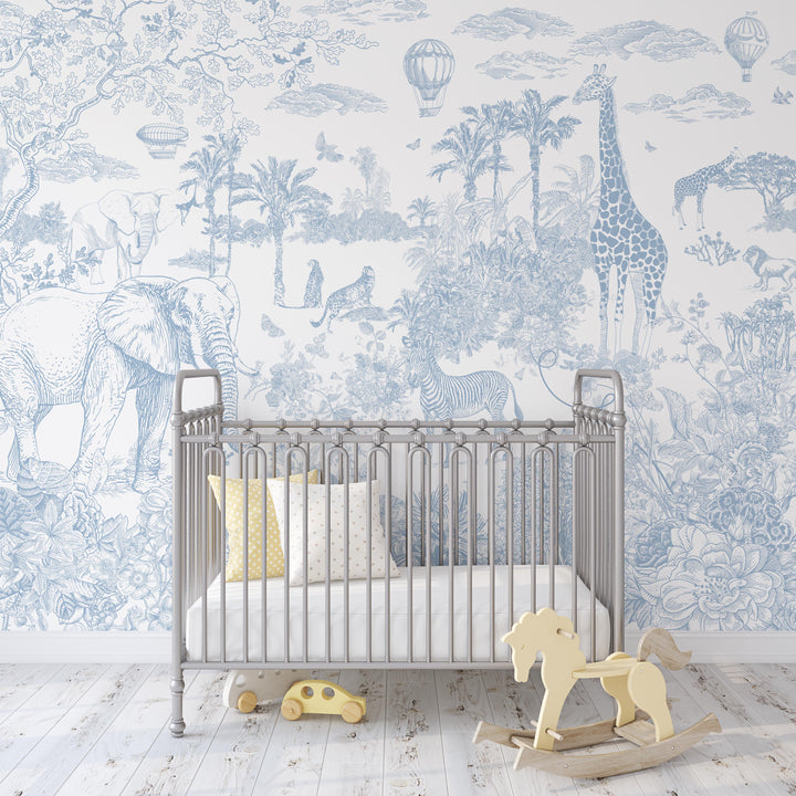 Floral Safari Mural with Air Balloons