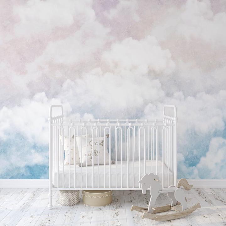 Oil Paint Pastel Sunset Tender Clouds Mural