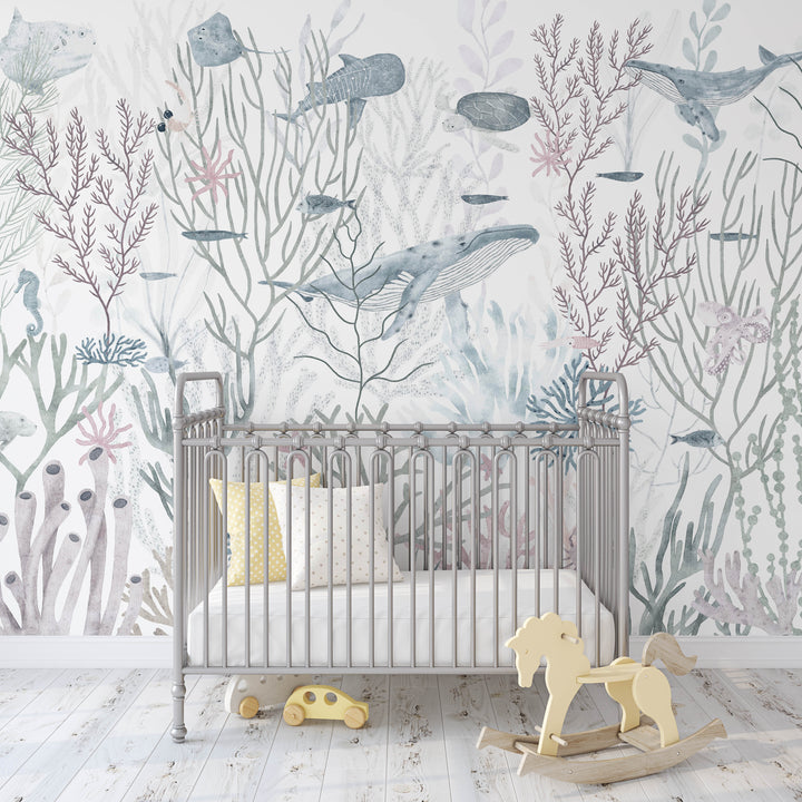 Marine Melody Wallpaper Mural Neutral Blue