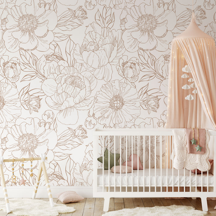 Boho Minimalist Floral Mural