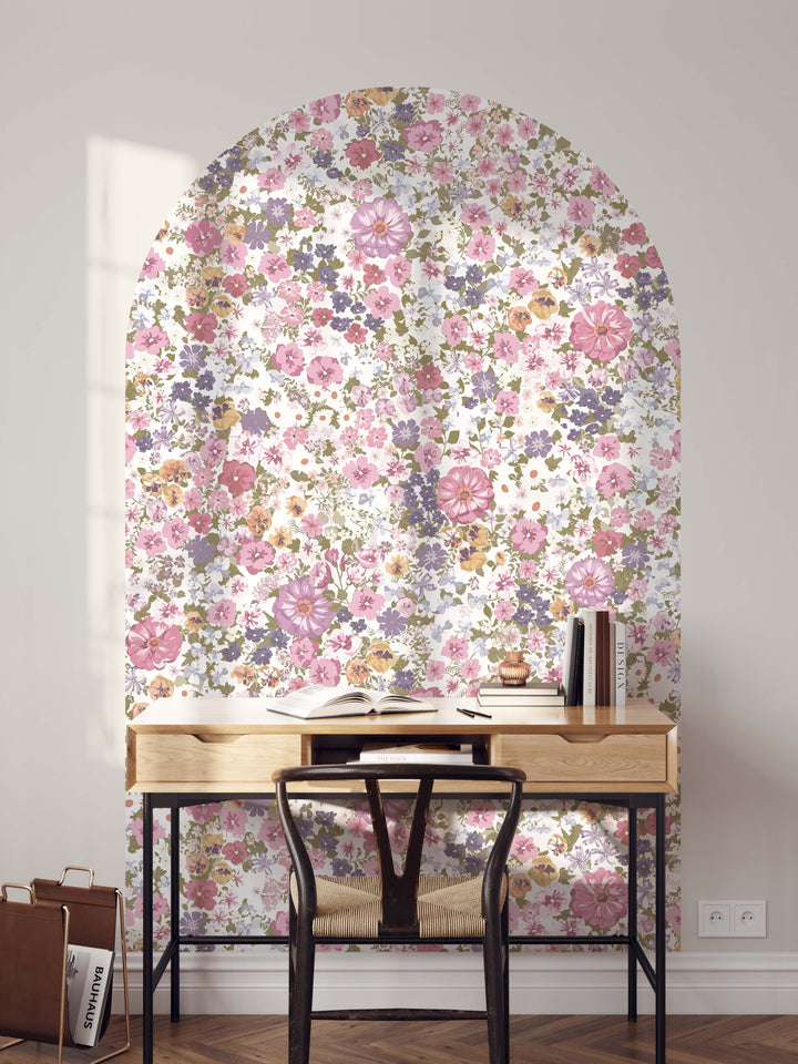 Ethereal Pink Garden Floral Arch Wall Decal