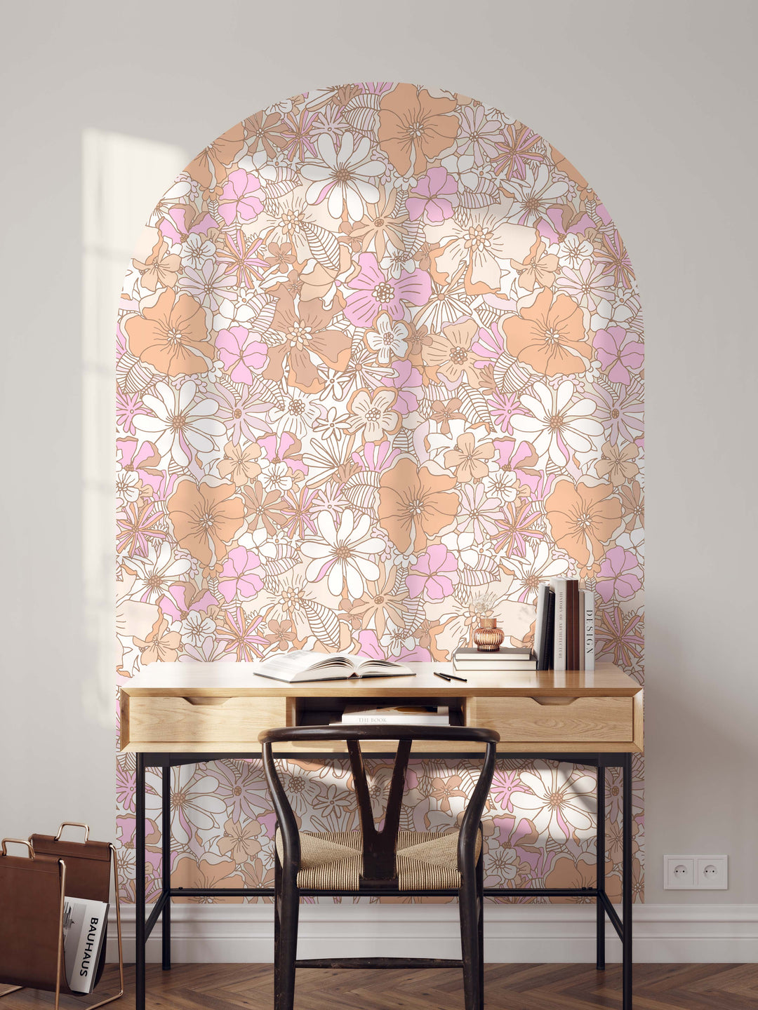 Summer Retro Floral Arch Wall Decal